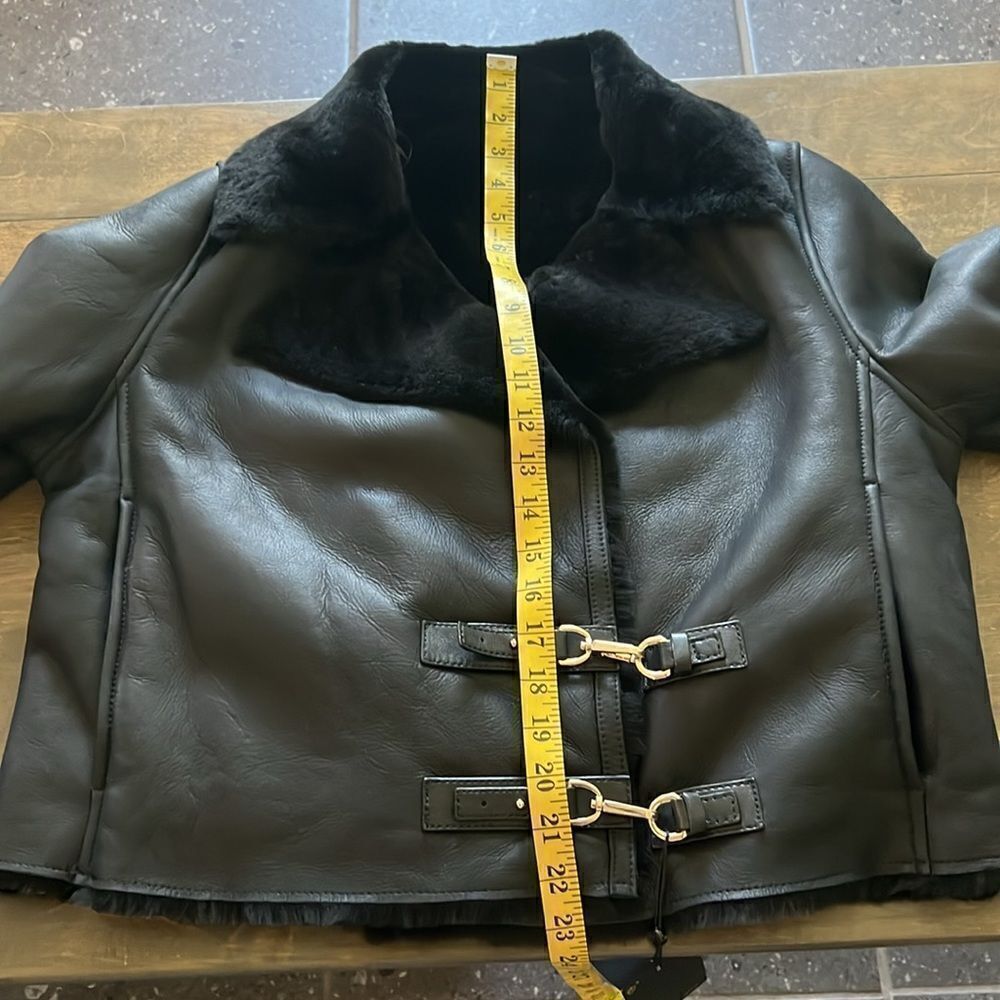 NWT Massimo Dutti | Leather mouton jacket with furskin detail - Picture 12 of 14